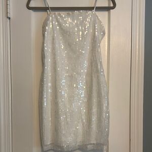 Elegant White Sequin Dress